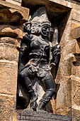 The great Chola temples of Tamil Nadu - The Airavatesvara temple of Darasuram. Figures of various deities are framed in niches on the southern wall of the mandapa (Martanda Bhairava or Aghora).